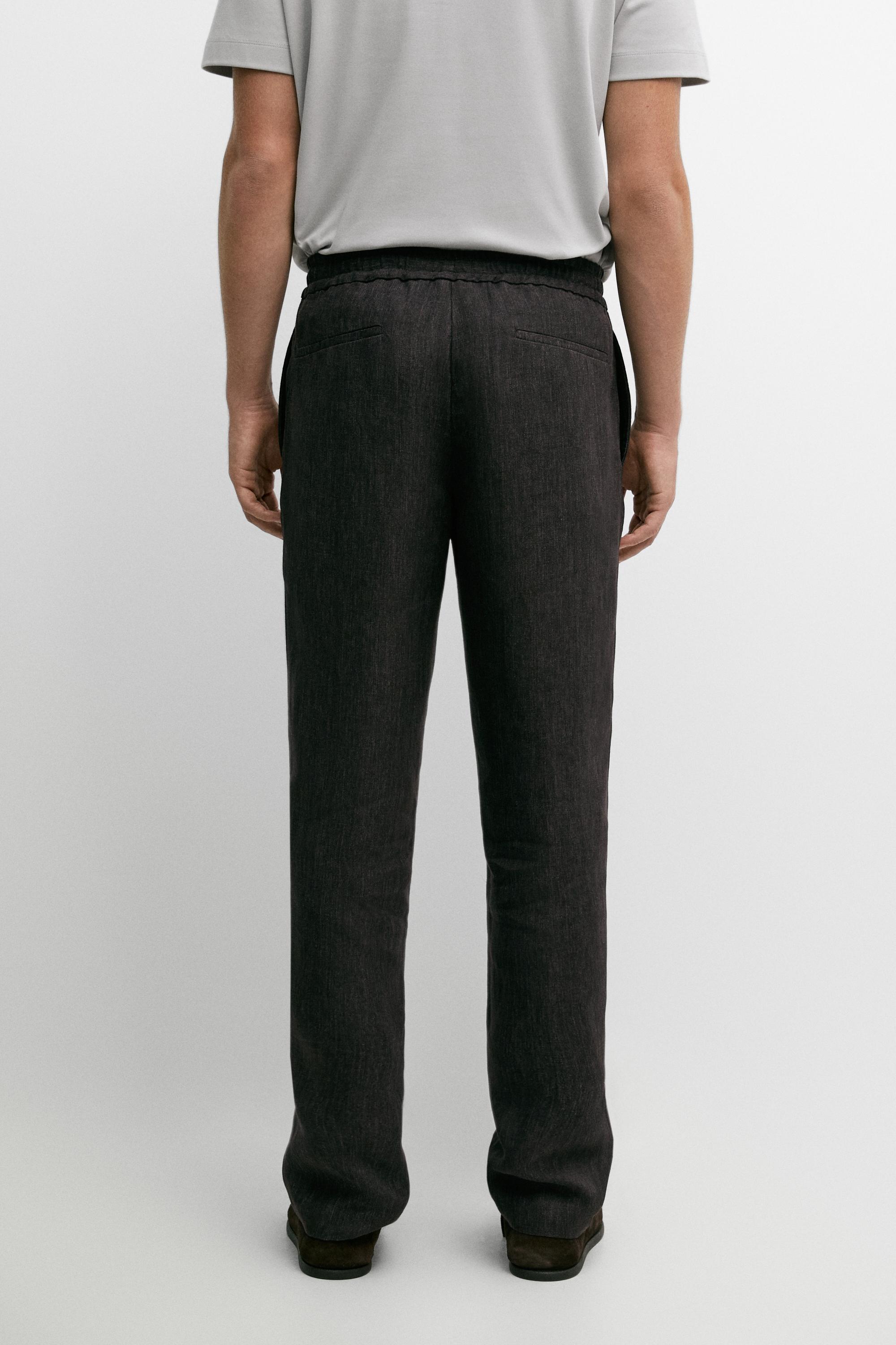 Linen jogger-fit pants total look